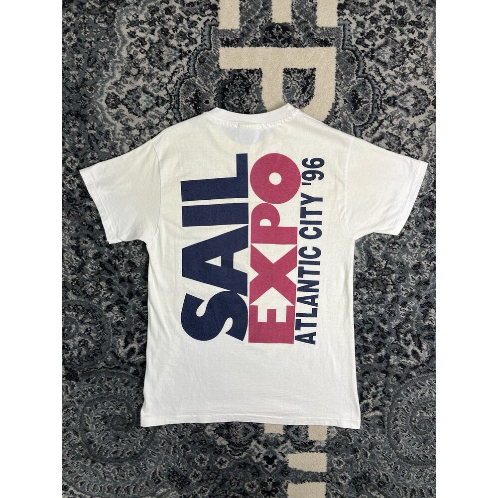 Vintage 90s Hanes Sail Expo Atlantic City 96 Tshirt Size M Beige Made In USA
